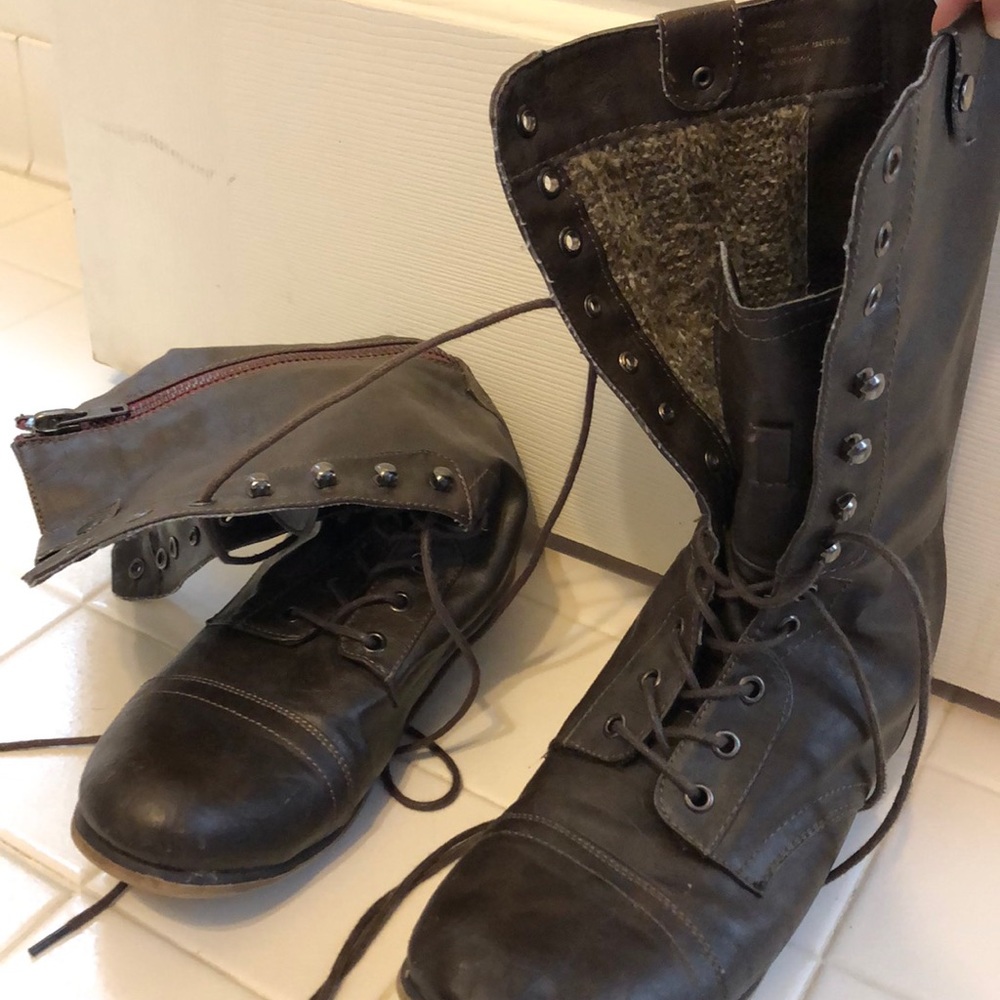 Brown combat boots